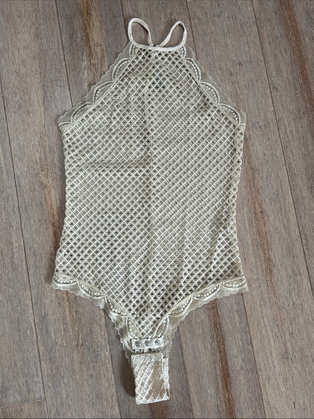 Intimissimi beige Lace Net Halter Bodysuit size small